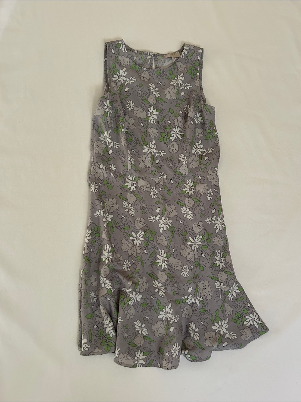 Sleeveless Lavender Floral Dress with Green Accents